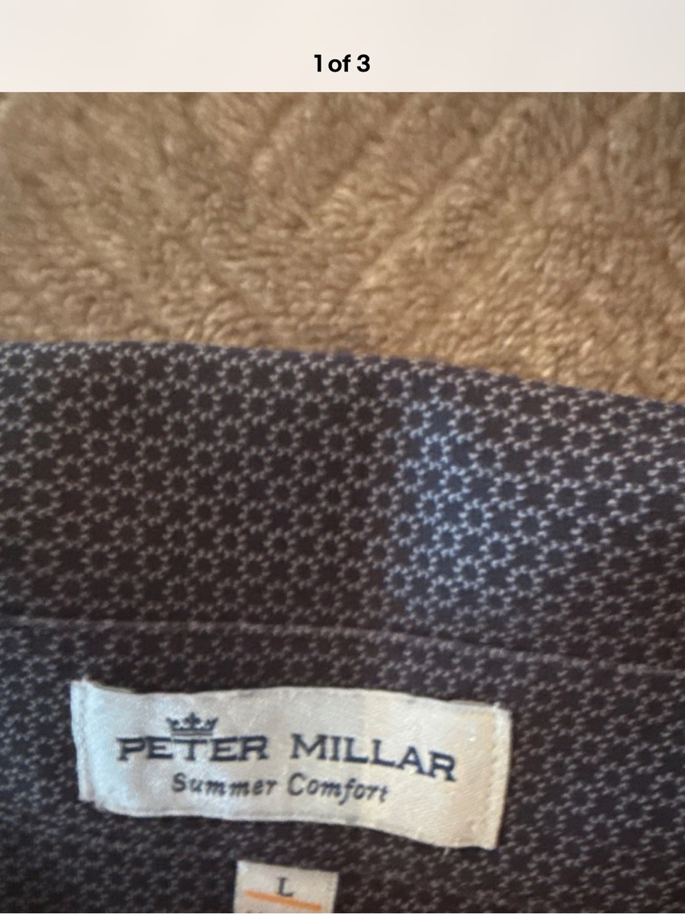 Peter Millar Navy Patterned V-Neck Sweater